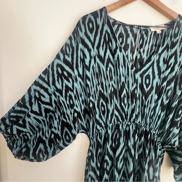 Umgee Plus Ikat Print High Low Dress XL Ruffle Boho Hippie Ruffle Tie Waist - Picture 5 of 16